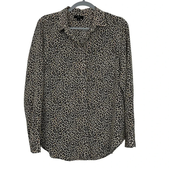 J.Crew Women’s 8 Animal Print Button Up Long Sleeve 100% Silk Blouse - Picture 1 of 9